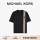 MICHAEL KORS邁克高仕 MK 男士棉質(zhì)夏季條紋印花T恤短款上衣黑色 001M