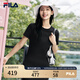 FILA 斐樂(lè)官方女裝針織連衣裙2025夏季新款時(shí)尚休閑簡(jiǎn)約修身T恤裙子 正黑色-BK L 170/88A/L