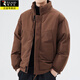 啄木鳥(niǎo)美式簡(jiǎn)約男士棉衣秋冬新款棉服休閑面包服羽保暖絨服男棉襖子外套 MY8808深咖 XL 約140-165斤