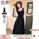 香影（xiangying）黑色吊帶連衣裙女2025春夏新款垂墜感氣質(zhì)收腰無(wú)袖雪紡小黑裙 黑色 M