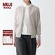 無(wú)印良品（MUJI）女式羊毛可水洗高針距圓領(lǐng)開(kāi)衫針織毛衣針織衫外套秋冬 燕麥色 XL 165/92A