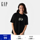 Gap男女裝純棉印花logo短袖T恤基礎款寬松上衣 黑色 L (175/96A) 亞洲尺碼