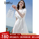 百圖betu女裝2025夏季新款短袖連衣裙重工刺繡收腰顯瘦裙子女2505T75 白色 S