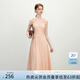 范思藍(lán)恩簡(jiǎn)約清新小A擺雙色抽褶肩帶連衣裙女夏季2025新款裙2049 粉色 XS