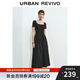 UR2025秋季新款女裝休閑簡約拼接修身短袖連衣裙UWM750025 黑色 (偏長) M