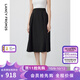 朗姿【尖貨補(bǔ)單】法式復(fù)古赫本風(fēng)黑色半身裙女新款傘裙高腰顯瘦a字裙 黑色 L