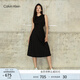 Calvin KleinJeans夏季女士休閑氣質(zhì)通勤ck系帶露腰刺繡無袖連衣裙J221175 BEH-太空黑 S