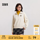 森馬（Semir）衛衣女冬半拉鏈立領(lǐng)小狗oversize條紋抓絨套頭衫疊穿復古上衣 淺花灰00232 S
