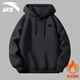 安踏連帽衛衣休閑男女款2025秋冬新款潮流寬松長(cháng)袖套頭衫百搭情侶上衣 【加絨加厚】8702-2基礎黑 L