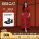 KISSCAT接吻貓孫一文同款【云感】25夏方頭粗跟時(shí)裝涼鞋黑色一字帶涼鞋 黑色 37