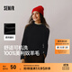 森馬（Semir）100%美利奴純色羊毛衫女2024冬新款半高領(lǐng)正肩氣質(zhì)打底衫可機洗 黑色調00499 M /160/84A
