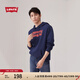 Levi's【特價(jià)來(lái)襲】李維斯情侶同款經(jīng)典寬松logo套頭連帽衛(wèi)衣情侶衣櫥 藏藍(lán)色 19622-0007 S