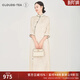 浮云堂.風(fēng)」素明.中式改良立領(lǐng)天絲旗袍連衣裙女2025春夏款禪意茶服 米白色 M