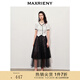 MAXRIENY【商場(chǎng)同款】甜美文藝網(wǎng)紗半裙蕾絲繡花裙子 黑色 L 03/38