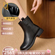 OLJ奢侈高端品牌女鞋馬丁靴2023秋季新款平底休閑通勤簡(jiǎn)約短筒騎士靴 黑色單里 37