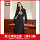 IEF/愛(ài)依服2025秋冬新款法式赫本風(fēng)復古通勤氣質(zhì)顯瘦呢絨連衣長(cháng)裙 深灰 M