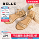 百麗（Belle）度假風(fēng)一字帶涼鞋女商場(chǎng)同款水鉆面涼鞋3CQ36BL5 杏色 37 (235mm)
