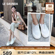 萊爾斯丹【美洋沈夢(mèng)辰同款】厚底小白鞋休閑女鞋漁夫單鞋39301 米白色 OWL 37