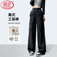 浪莎牛仔工裝褲女2023年秋季高腰垂感直筒寬松多口袋美式高街闊腿褲