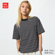 優(yōu)衣庫女裝AIRism棉混紡條紋T恤/短袖26春夏新款483537 09 黑色 M
