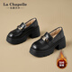 拉夏貝爾女鞋樂(lè )福鞋女英倫風(fēng)皮鞋一腳蹬懶人單鞋女-RR003 啞黑 加絨款 36