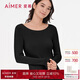 愛慕女圓領(lǐng)上衣保暖內(nèi)衣含氨基酸抗菌打底牛奶系A(chǔ)M727952黑色165