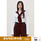 獨束大碼女裝披肩寬松字母印花長袖T恤2025春季通勤時尚百搭上衣 云朵白（實際大貨紅色披肩） L (尺碼：2)