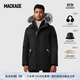 MACKAGE【12期免息】男士 EDWARD 毛領(lǐng)連帽直筒羽絨服外套上衣 黑色-狐貍毛皮 40