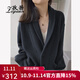 孜茜羊毛衫開(kāi)衫女復古女裝100%純羊毛翻領(lǐng)加厚毛衣寬松外套針織衫 灰色 XL