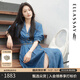 歌力思（ELLASSAY）【博主同款】25春夏新款100%萊賽爾丹寧風(fēng)復(fù)古牛仔襯衫連衣裙女 牛仔藍(lán) S