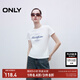 ONLY2025夏季新款基礎百搭圓領(lǐng)做舊印花正肩短袖T恤女|125301009 A43奶油白色 M