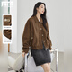 對白（DUIBAI）慵懶松弛感夾克短外套女2026春新款小個(gè)子復古短款棒球服上衣 棕咖色 M