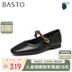 百思圖25春簡約復(fù)古瑪麗珍鞋方跟女單鞋M1107AQ5 黑色 38