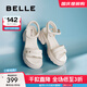 百麗（Belle）厚底增高涼鞋女商場(chǎng)同款真皮質(zhì)感涼鞋D7Z2DBL5 米白 36 (230mm)