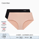 Calvin Klein內衣女士?jì)蓷l裝ck無(wú)痕棉質(zhì)襠防夾臀半包臀三角內褲女QP1049O 6XY-太空黑/肉色 2條 M