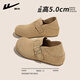 回力厚底勃肯鞋女2025新款秋冬季復古一腳蹬兩穿單鞋全包軟底加絨女鞋 卡其色【5CM厚底 全包兩穿】 37