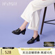 真美詩(shī)春季牛皮高跟女皮鞋舒適百搭樂(lè )福鞋Y6181AA4 黑色 38