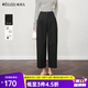 Olrain歐芮兒黑色通勤錐形西裝九分褲女裝夏季闊腿褲長褲子 黑色 M 160/68A/M