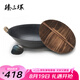 臻三環(huán)手工鑄鐵鍋圓底雙耳炒菜鍋湯鍋無涂層物理不粘鍋廣式鍋具套裝 廣式龜紋40cm+木蓋+鏟子 3件套
