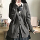 閃動(dòng)少女（SHANDONGSHAONV）甜美學(xué)院風(fēng)純色毛衣女校供感寬松百搭純色長(cháng)袖v領(lǐng)針織開(kāi)衫jk 深灰針織外套單件 L