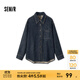 森馬（Semir）牛仔襯衫女冬中長(cháng)款保暖寬松雪尼爾格紋襯衣潮酷復古鹽系衣服 牛仔黃泥染80325 S