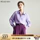 Olrain法式紫色長(cháng)袖襯衫女秋季寬松氣質(zhì)復古通勤翻領(lǐng)襯衣上衣女 淺紫色 XL 170/92A