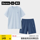 蕉內（Bananain）王一博同款305H純棉睡衣男女士100%棉情侶家居服短袖短褲套裝夏季 【短褲款素色-男】冰島藍 S
