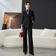 芭妃婭高端職業(yè)西裝套裝女秋冬西服時(shí)尚氣質(zhì)韓版酒店經(jīng)理工作服工裝西服 黑色西裝+闊腿褲 L