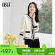 歐莎（OSA）小香風(fēng)撞色針織開衫女2025秋季新款內(nèi)搭毛衣上衣外搭開衫女高級(jí)感 米白色 M