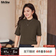 MsShe【冰爽絲半高領毛衣】大碼女裝2025秋裝胖mm顯瘦短袖針織衫 拿鐵色現(xiàn)貨 2XL