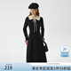 范思藍(lán)恩撞色領(lǐng)針織連衣裙女秋冬新款顯瘦收腰黑色高腰裙子14194 黑色 M