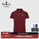 比音勒芬2025夏季新款女士上衣時(shí)尚五?？弁ㄇ谛蓍e智性?xún)?yōu)雅翻領(lǐng)短袖polo衫 51酒紅色 L （100）