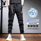 花花公子褲子男款男士休閑潮流牛仔褲束腳男褲秋冬百搭冰絲新款闊腿工裝褲 黑色 薄款 XL 適合136-150斤 適合136-150斤