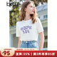 百圖betu女裝2025春季新款T恤圓領(lǐng)雙色可選立體繡花百搭短袖女2502T21 白色 M